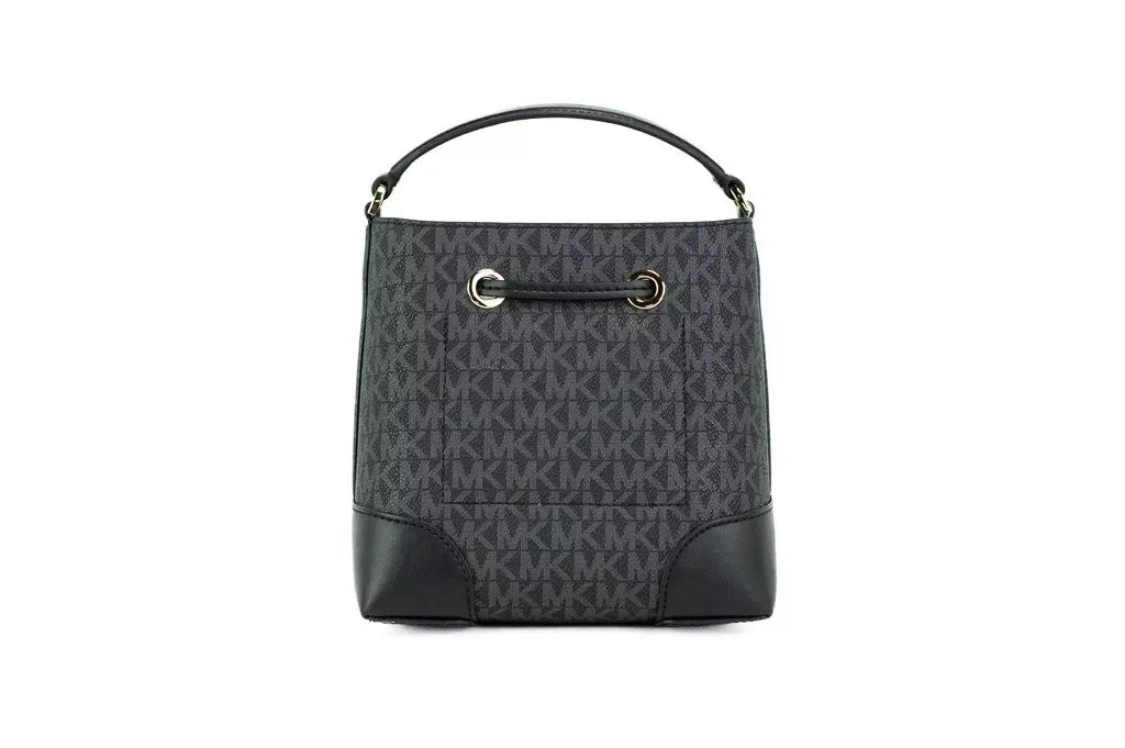 Michael Kors Mercer Small Black Signature Bucket Crossbody Bag - Velora Luxury Fashion