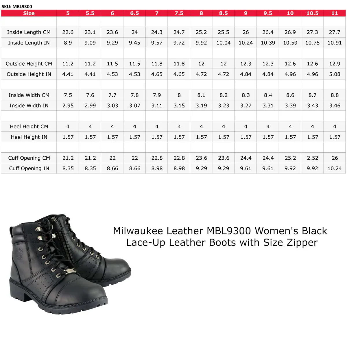 Milwaukee Leather Women's Side Zip Lace Up Motorcycle Boots - Velora Luxury Fashion