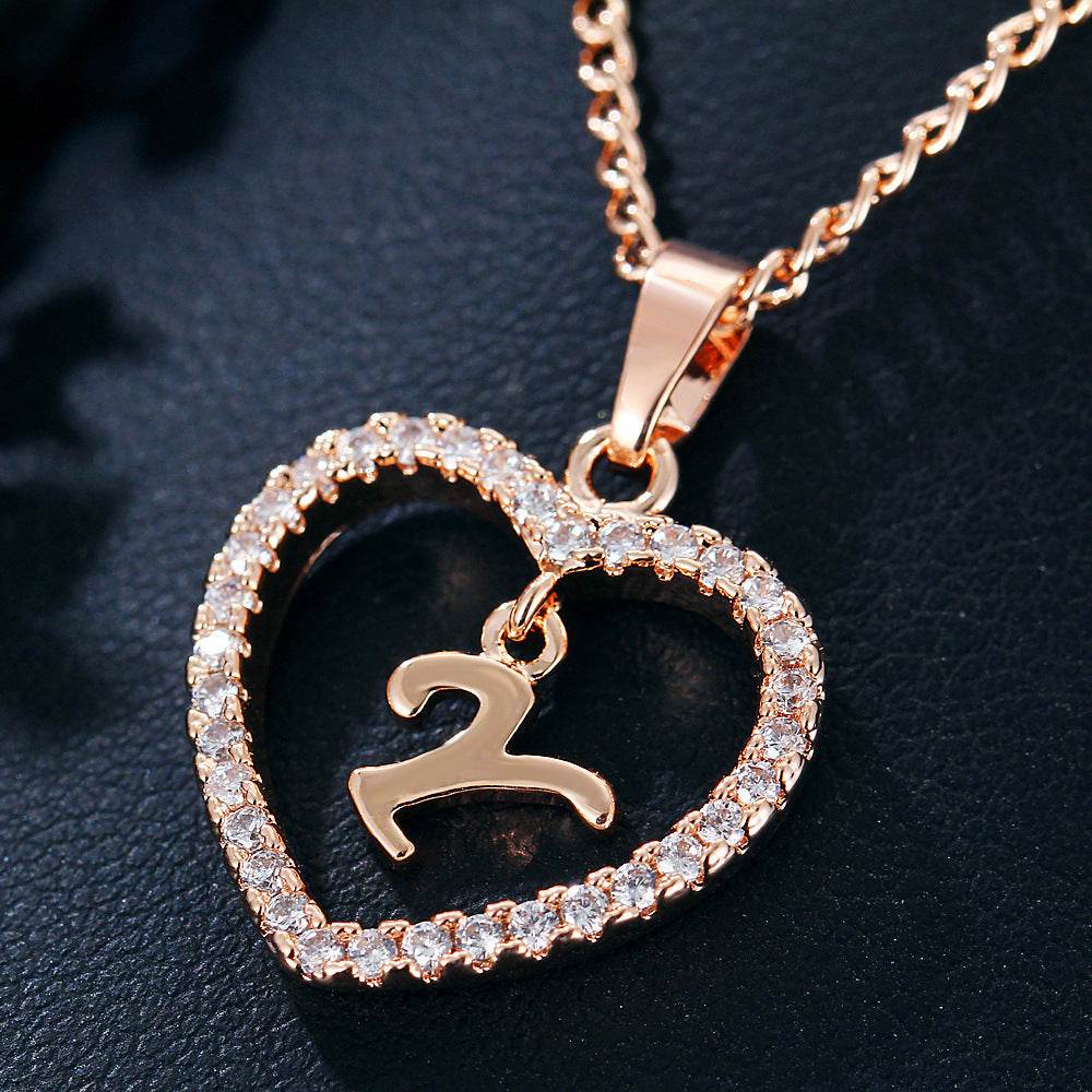 26 Letters Heart-shaped Zircon Pendant Necklace Stainless Steel Gold Color Chains Jewelry Birthday Gift For Women - Velora