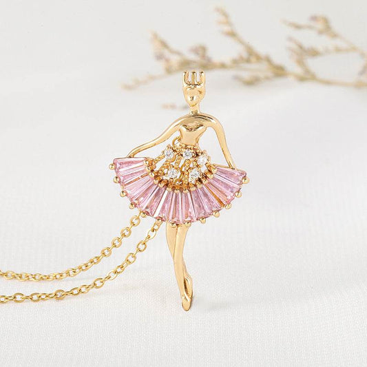 Ins Ballet-girl-shaped Necklace Fashion Personality Rhinestone Clavicle Chain Jewelry For Women - Velora