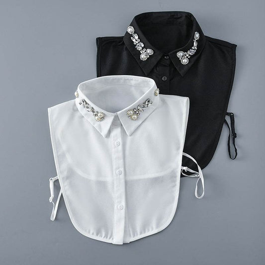 All-matching Women's Pearl Shirt Detachable Collar - Velora