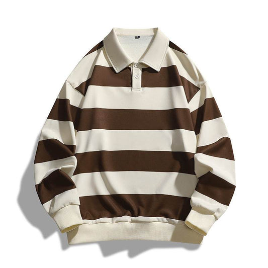 Men's Loose T-shirt Striped Sweatshirt Sweater - Velora