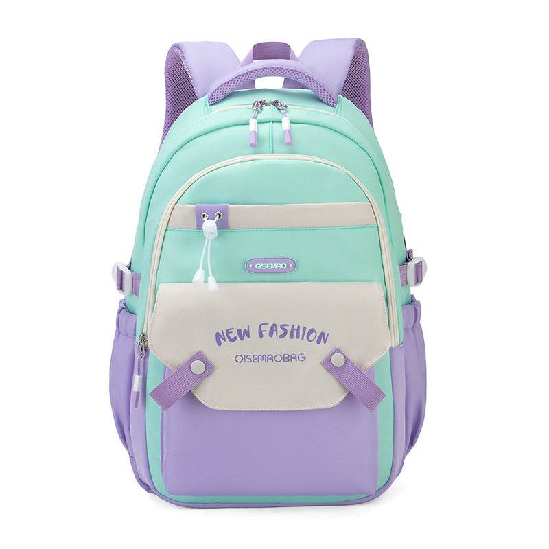 Colorful Contrast Schoolbag – Trendy Backpack for Students - Velora