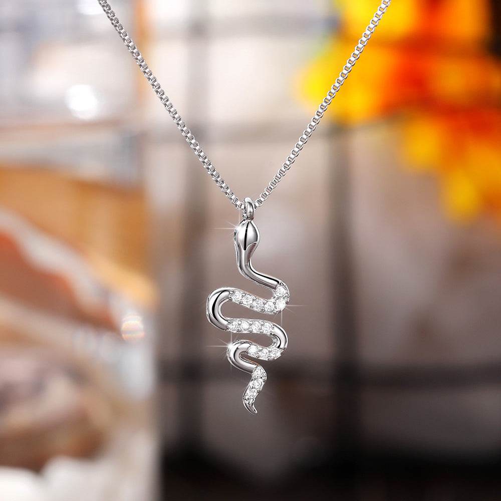 Fashion Lady Snake Pendant Necklace With Dazzling Zirconia Stylish Party Accessories Dainty Gift Animal Jewelry For Women Fashion Jewelry - Velora