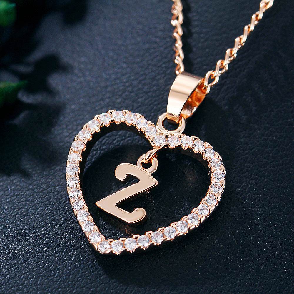 26 Letters Heart-shaped Zircon Pendant Necklace Stainless Steel Gold Color Chains Jewelry Birthday Gift For Women - Velora