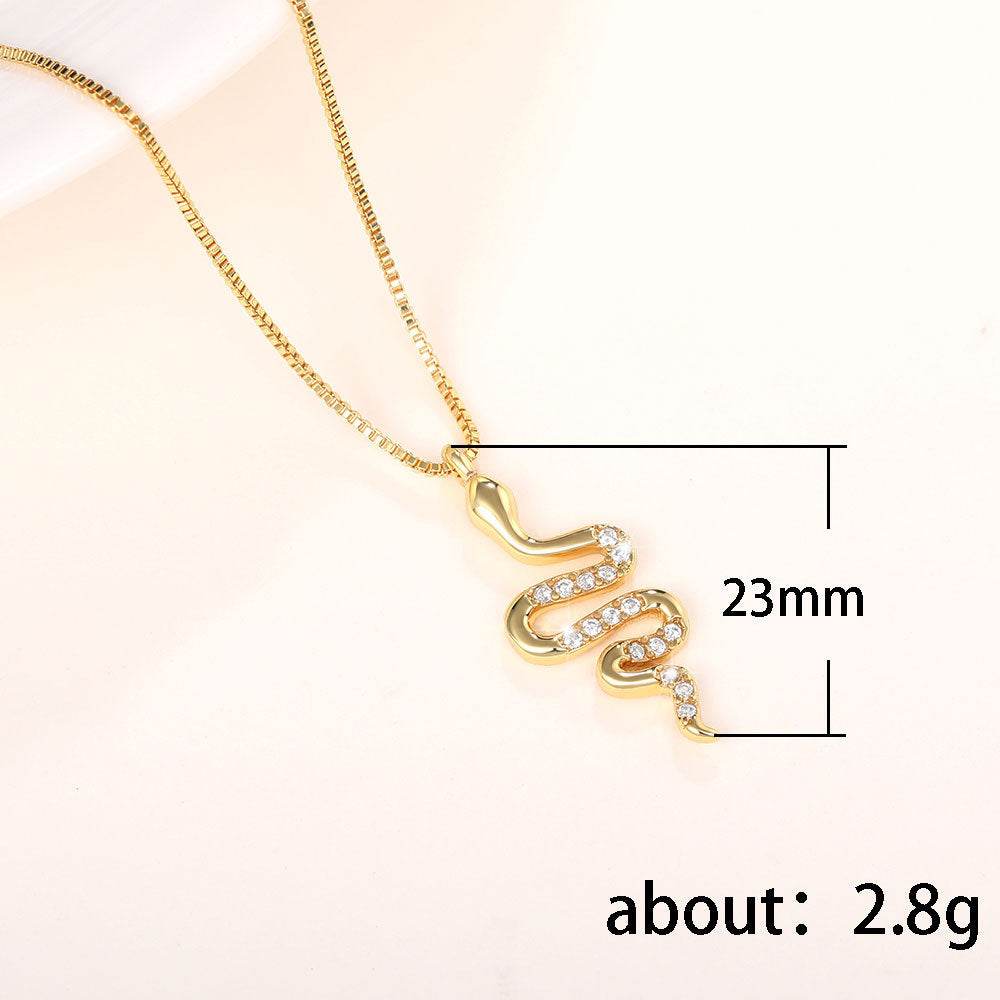 Fashion Lady Snake Pendant Necklace With Dazzling Zirconia Stylish Party Accessories Dainty Gift Animal Jewelry For Women Fashion Jewelry - Velora