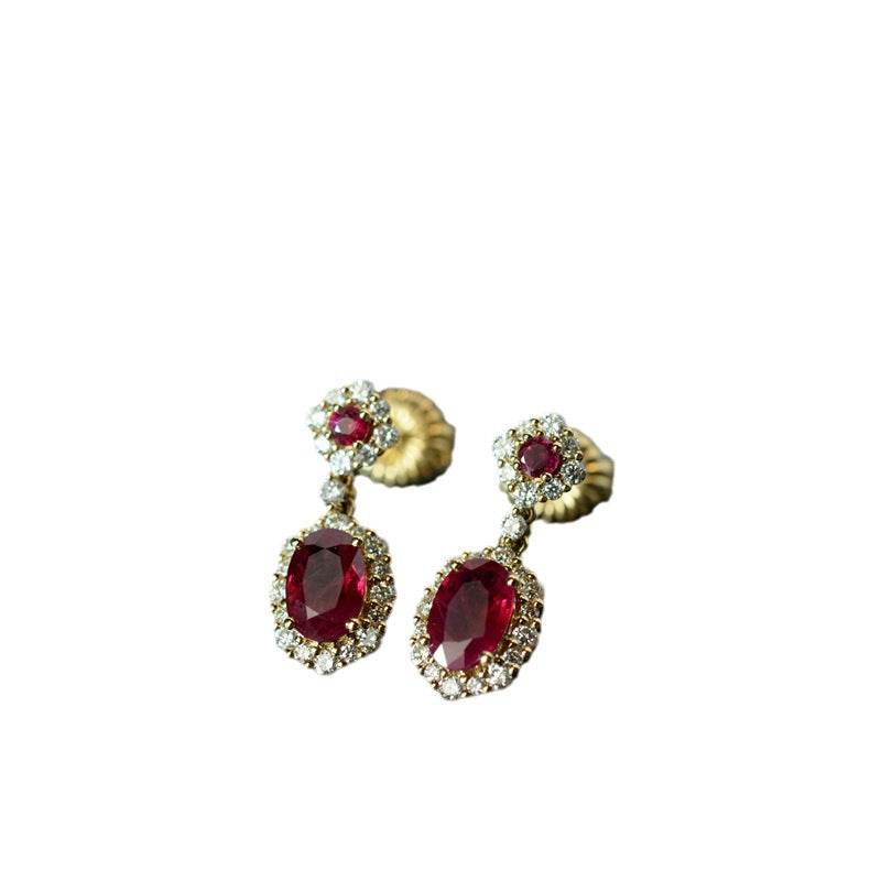 Ruby Vintage Silver Needle French Court Earrings - Velora