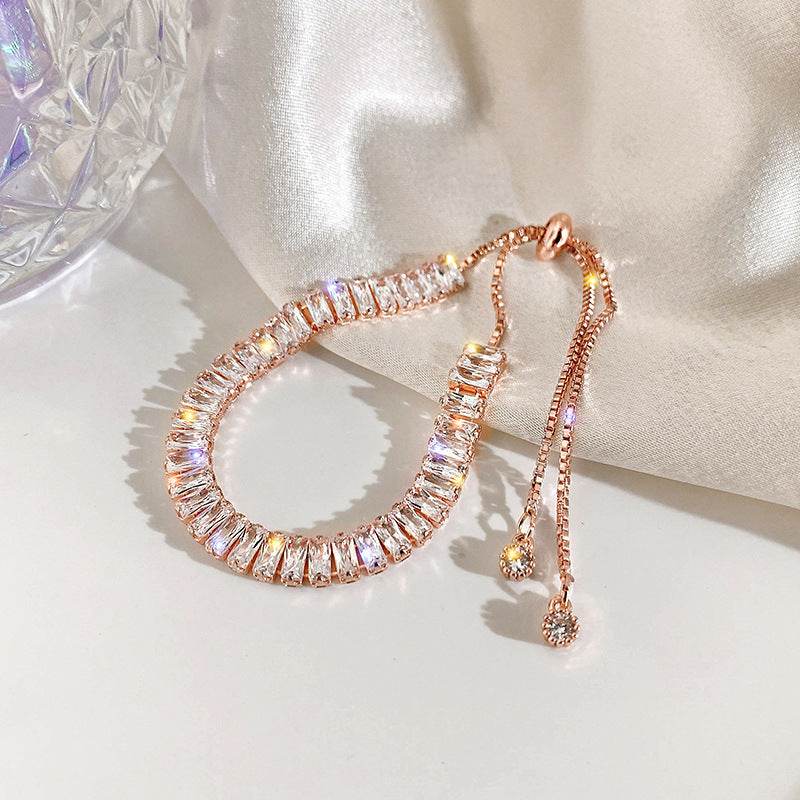 Rhinestone Bracelet Ins Fashion Shiny Adjustable Bracelet Women Jewelry - Velora