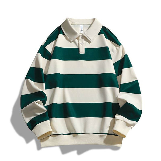 Men's Loose T-shirt Striped Sweatshirt Sweater - Velora