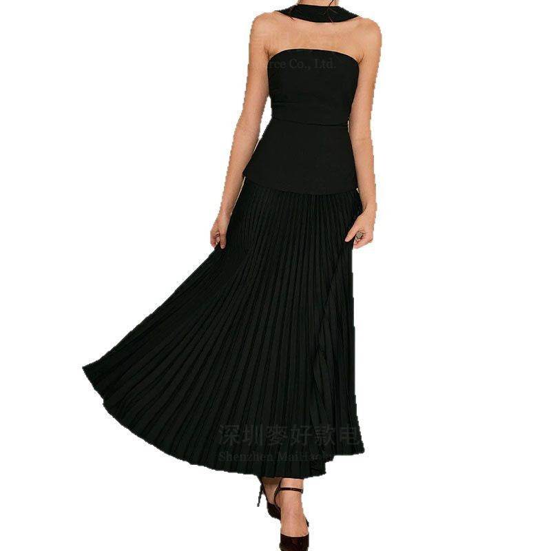 Sexy Sophisticated Type Casual All-matching Slim Fit Slimming Halter Dress - Velora