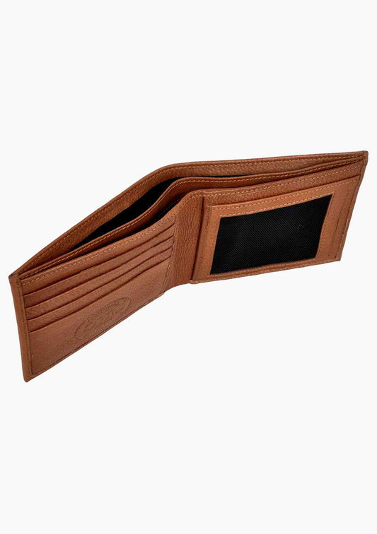 OHM Bill Fold Leather Wallet in Tan Color - Velora