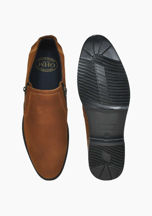 OHM Plain Toe Leather Slip-On Shoes for Evening Style - Velora