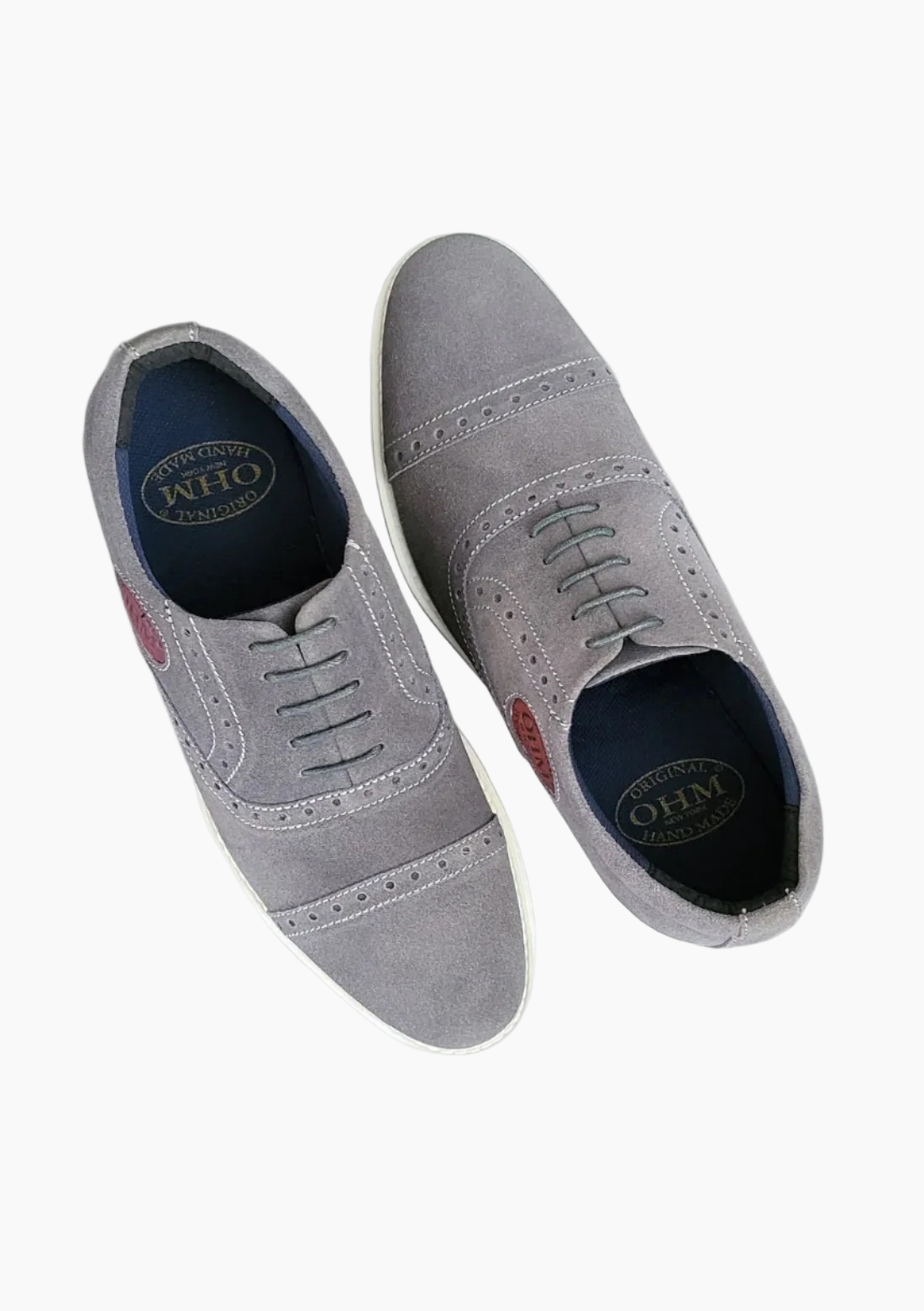 OHM Executive Comfort Oxford Leather Shoes with Embossed Logo - Velora