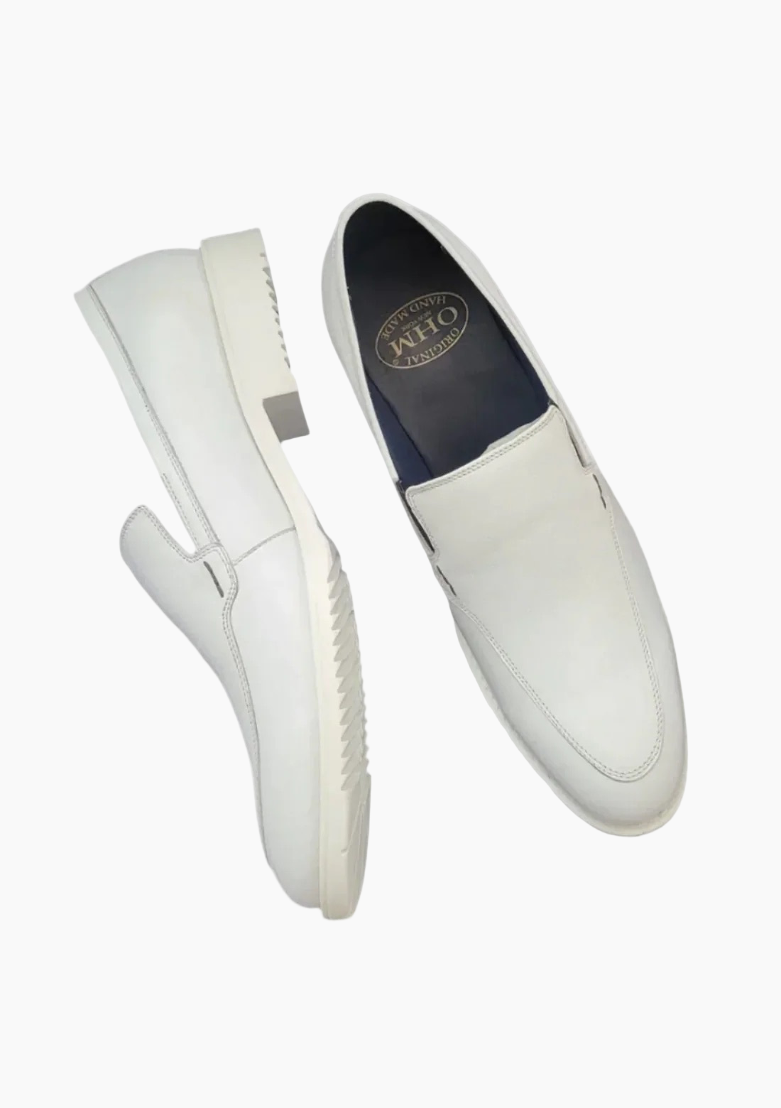 OHM Sleek Design White Slip-on Leather Shoes - Velora