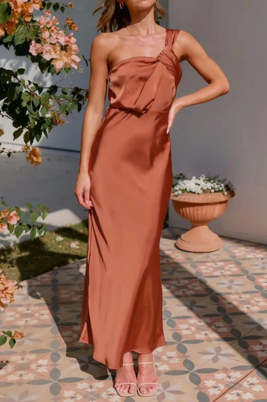One Shoulder Sleeveless Maxi Dress - Velora Luxury Fashion