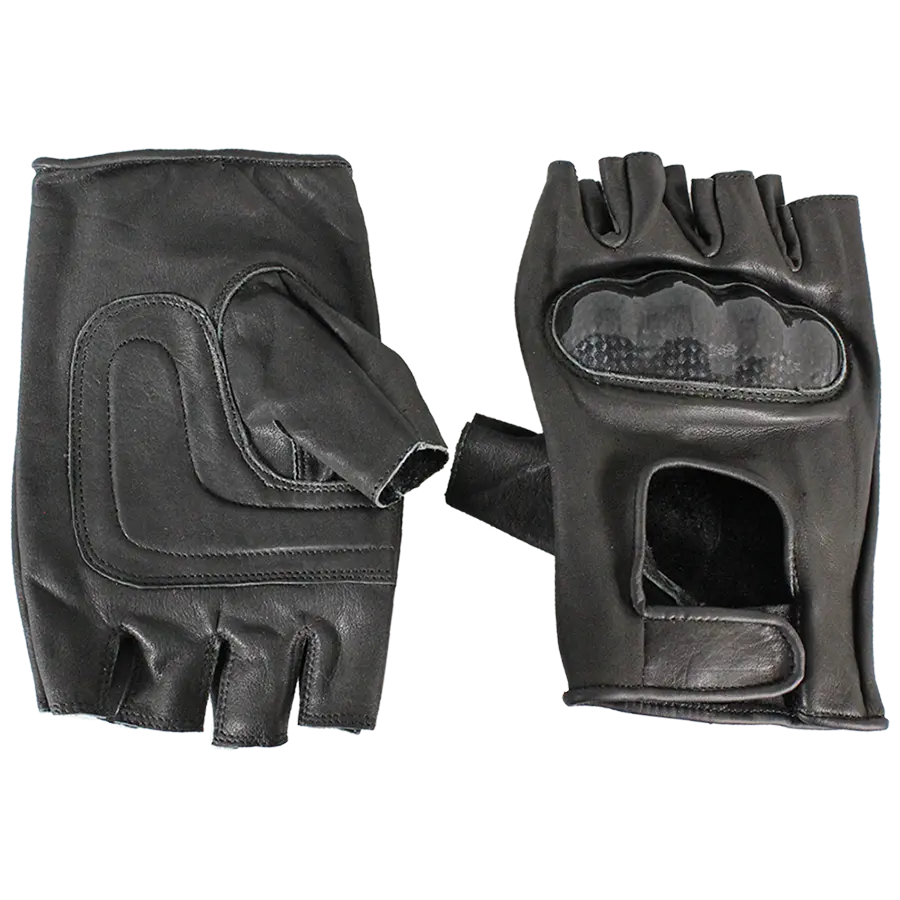 Open Road Men's Fingerless Leather Motorcycle Gloves - Velora Luxury Fashion
