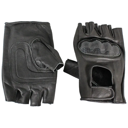 Open Road Men's Fingerless Leather Motorcycle Gloves - Velora Luxury Fashion