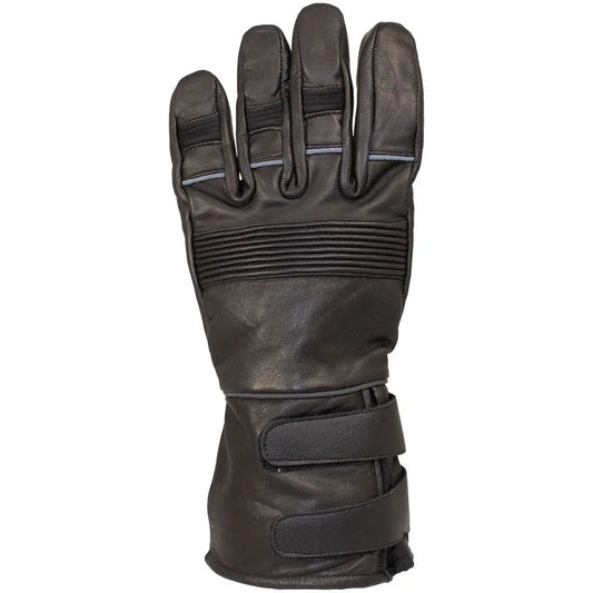 Open Road Men's Leather Motorcycle Gauntlet with Reflective Trim - Velora Luxury Fashion