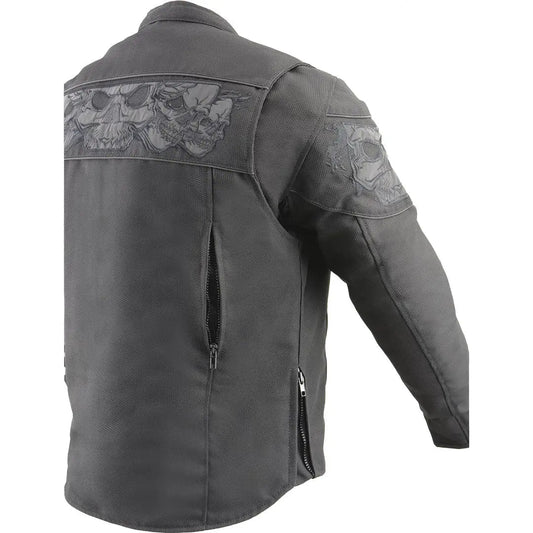 Open Road Men's Reflective Skull Cordura Motorcycle Jacket - Velora Luxury Fashion