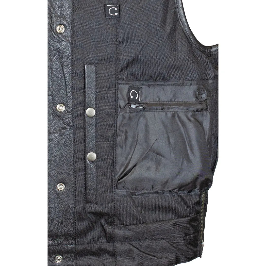 Open Road Men's Upside Leather with Black Stitched Diamonds Vest Boutique of Leathers/Open Road