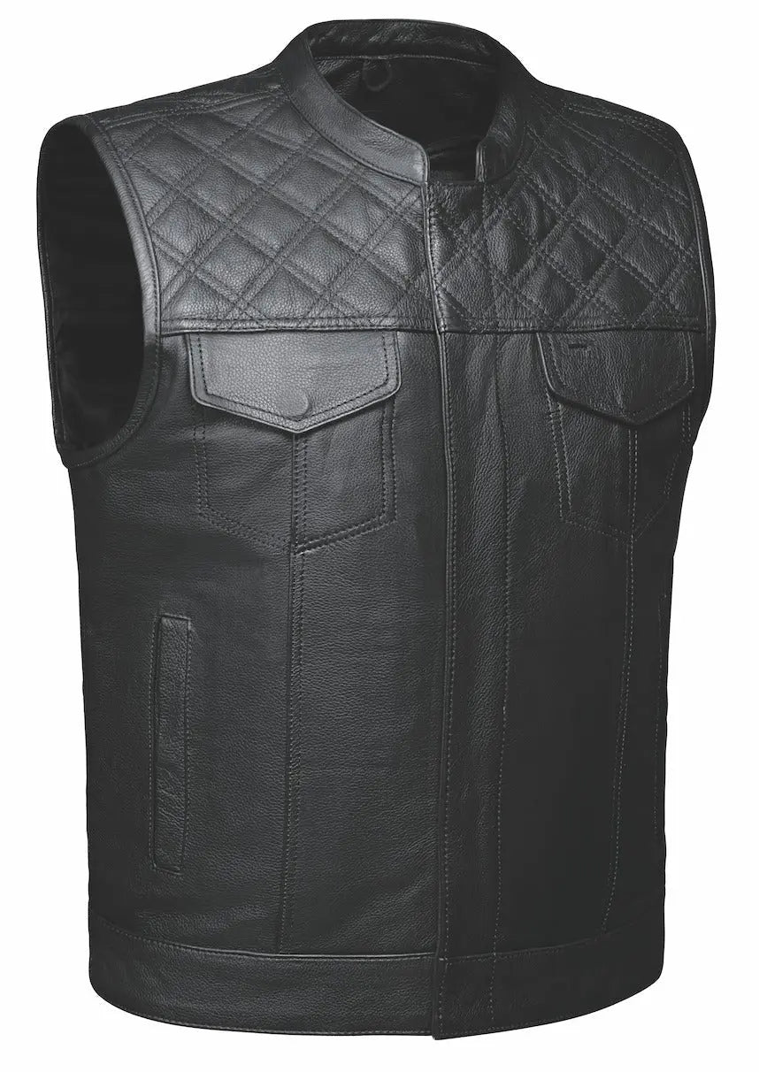 Open Road Men's Upside Leather with Black Stitched Diamonds Vest Boutique of Leathers/Open Road