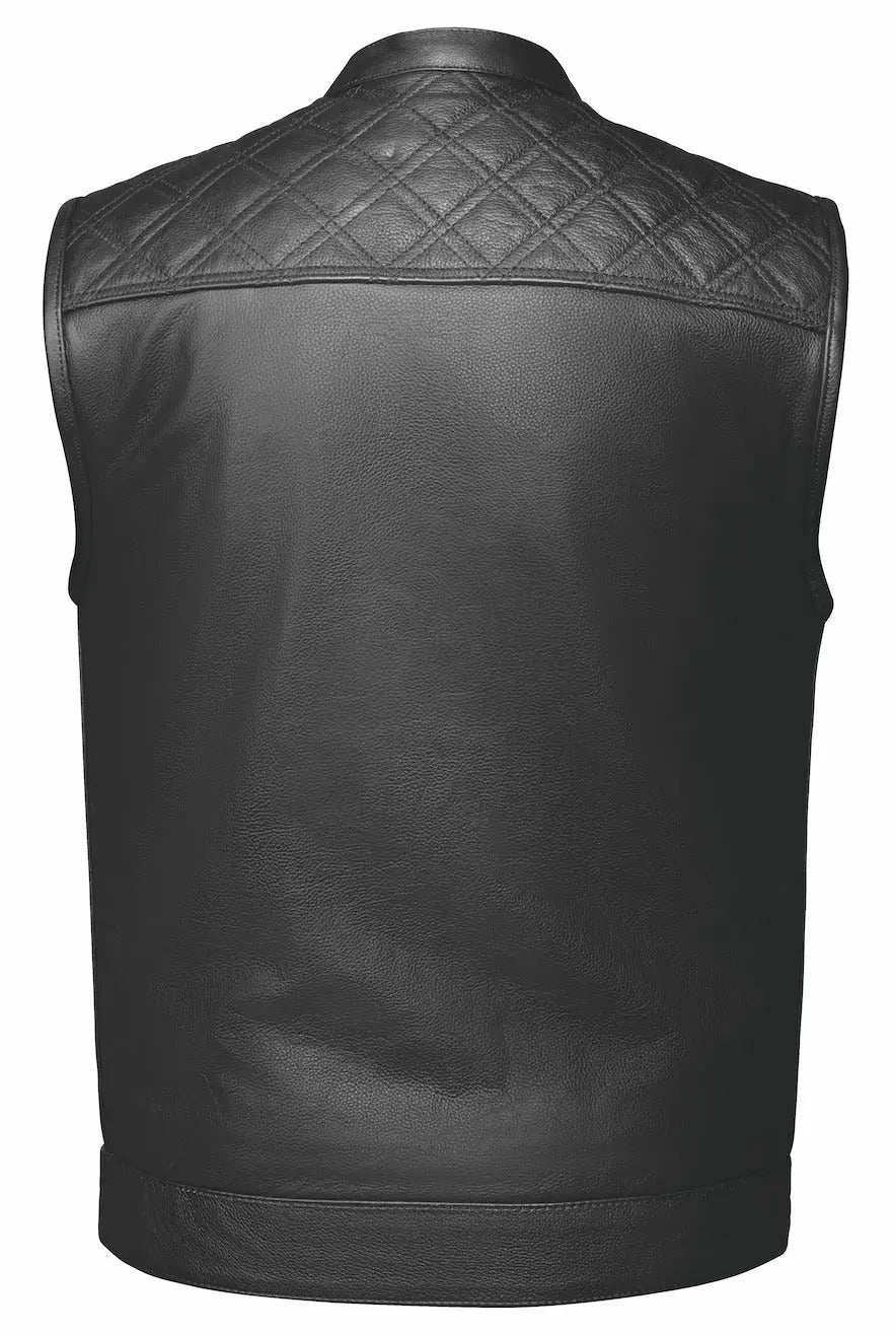 Open Road Men's Upside Leather with Black Stitched Diamonds Vest Boutique of Leathers/Open Road