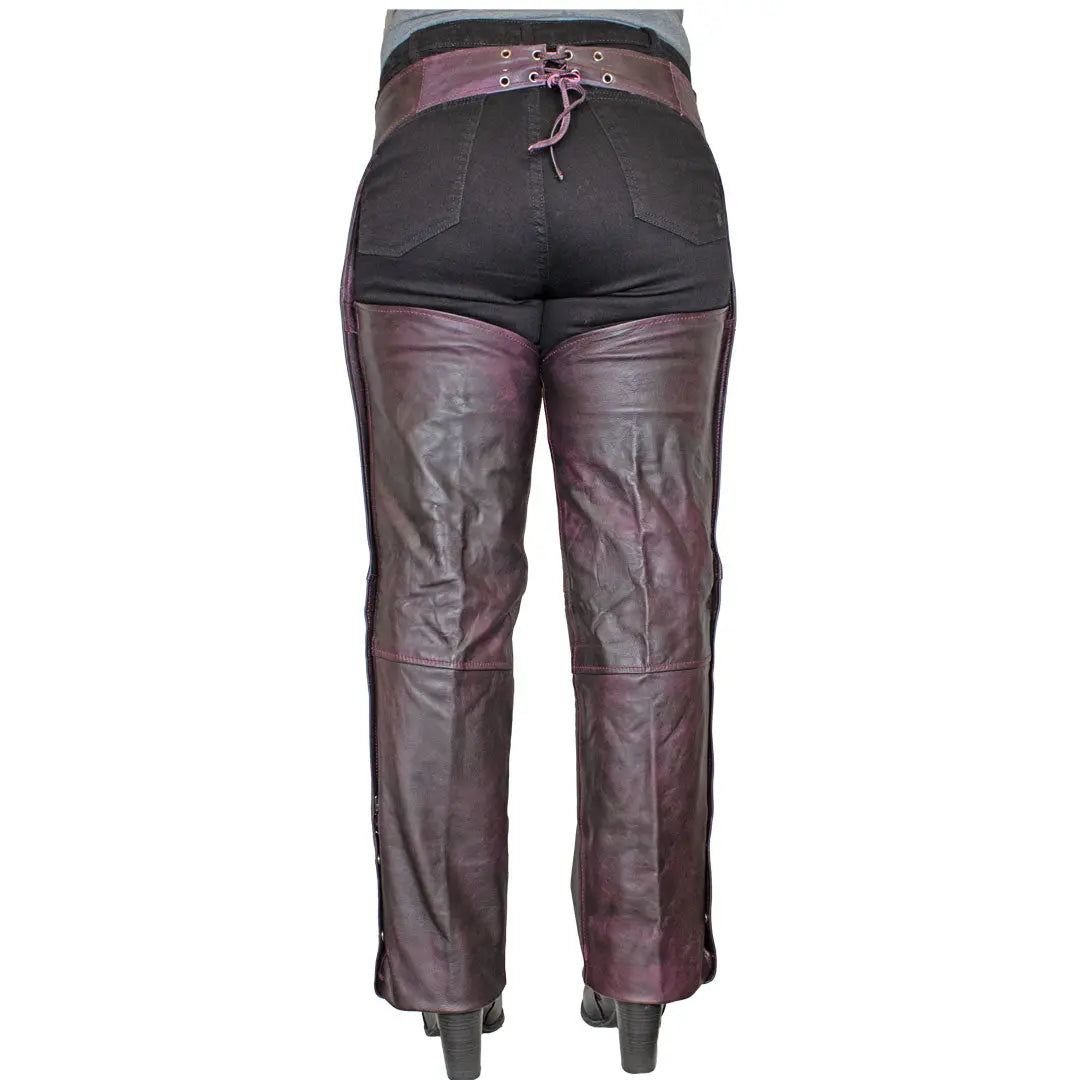 Open Road Women's Dark Purple Wash Leather Chaps Boutique of Leathers/Open Road