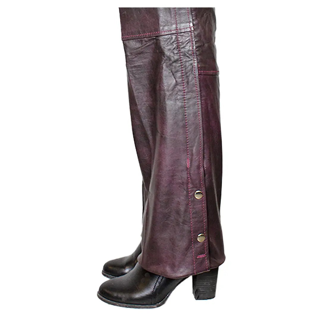 Open Road Women's Dark Purple Wash Leather Chaps Boutique of Leathers/Open Road