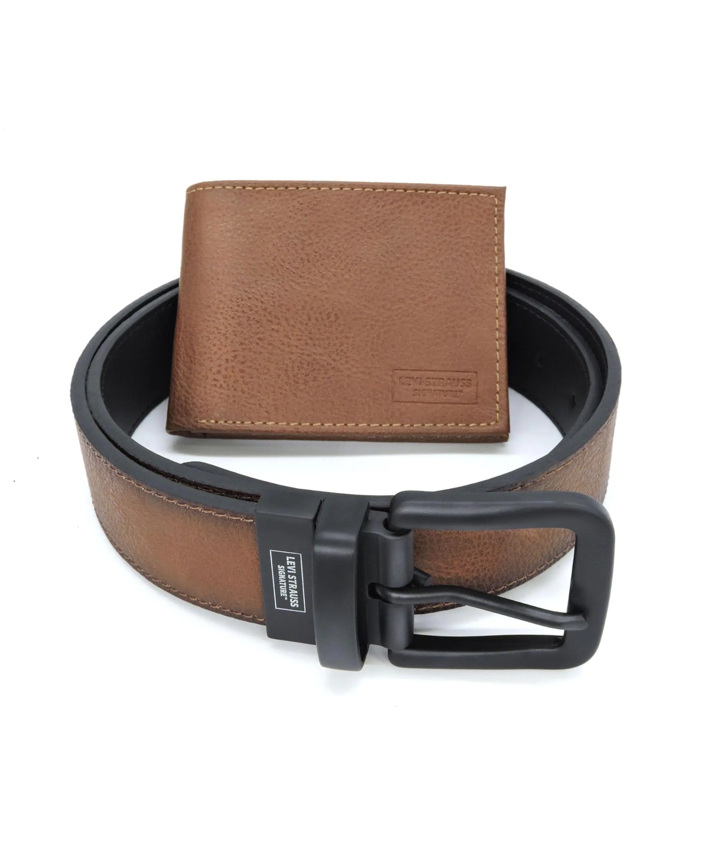 Levi Strauss Men's Reversible Leather Belt & Wallet Combo