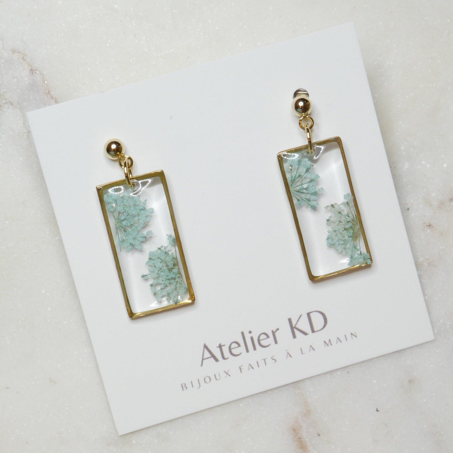 Boucles d'oreilles Estelle bleu - rectangle (moyen) - Velora