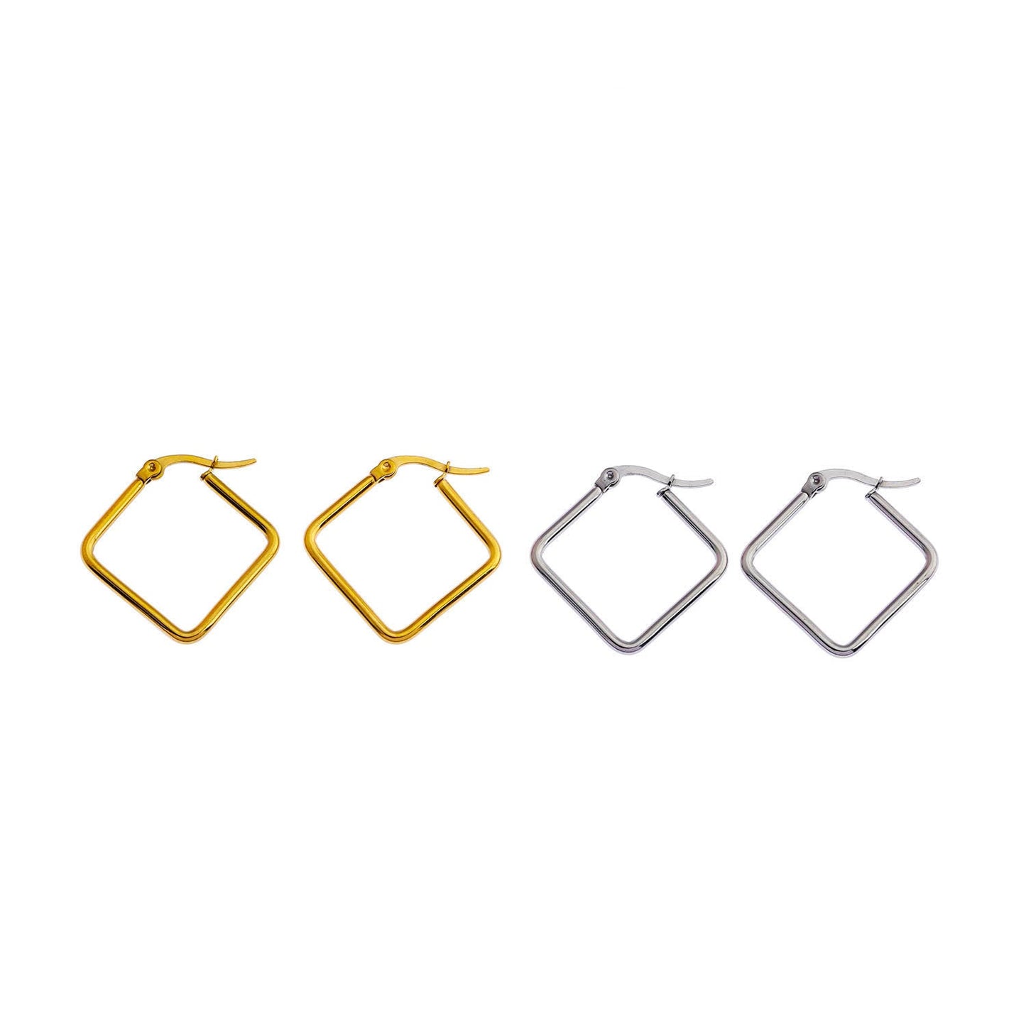 REILYNN Small Square Shaped Hoops. In Gold & Silver. - Velora