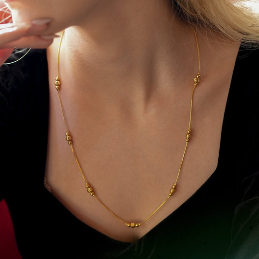 PAULINA Delicate Beaded Chain Necklace - Velora Luxury Fashion