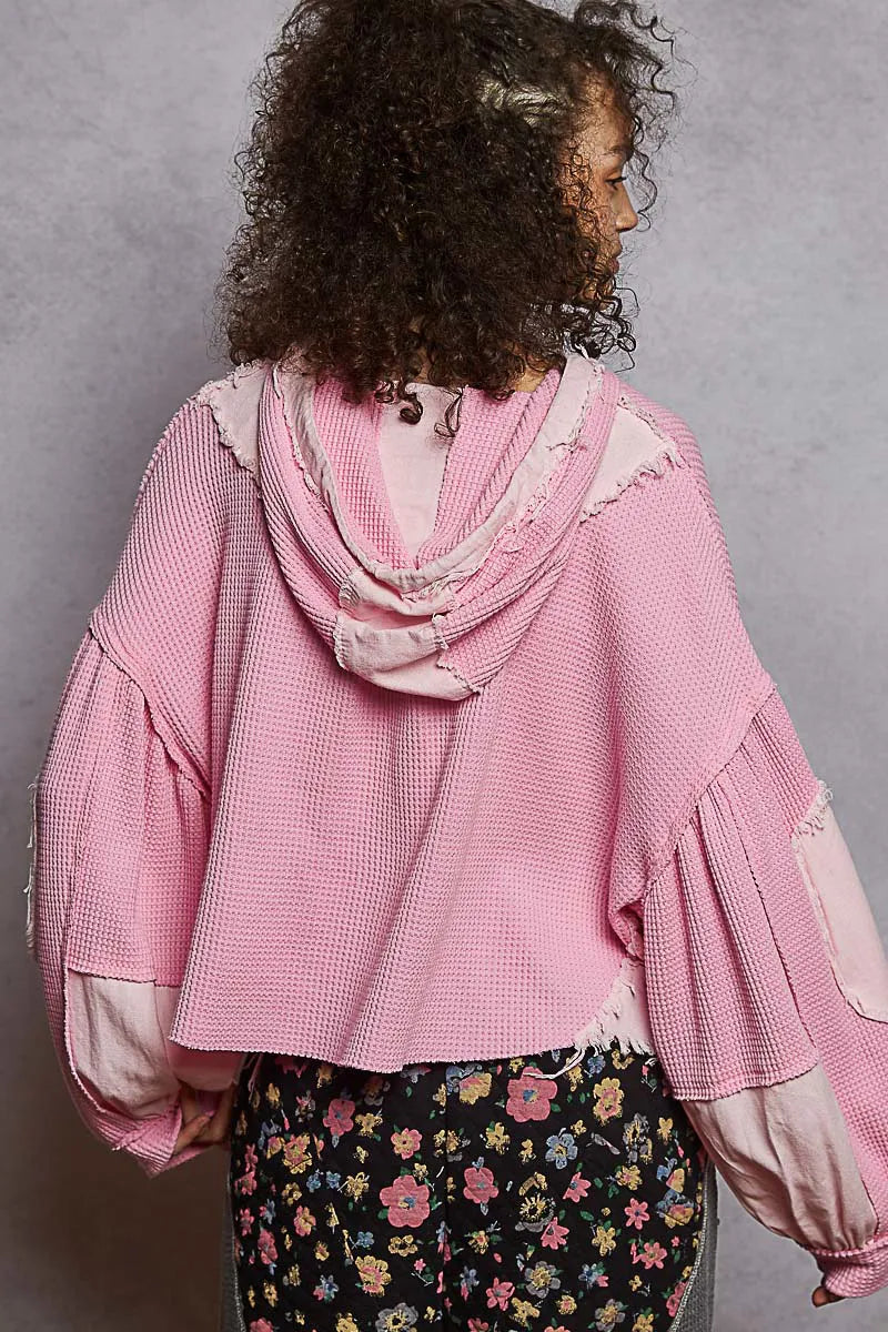 POL Raw Hem Cropped Hooded Jacket - Velora Luxury Fashion