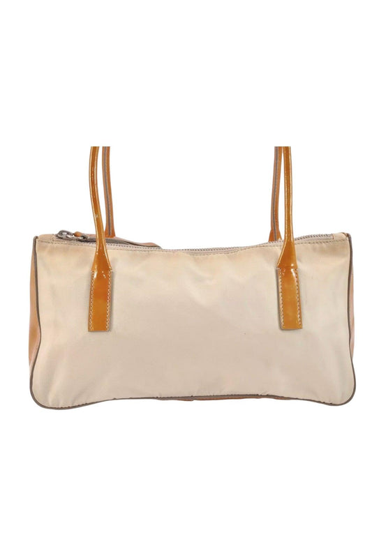 PRADA Nylon Tessuto Enamel Shoulder Hand Bag Purse Cream White 9257K - Velora Luxury Fashion