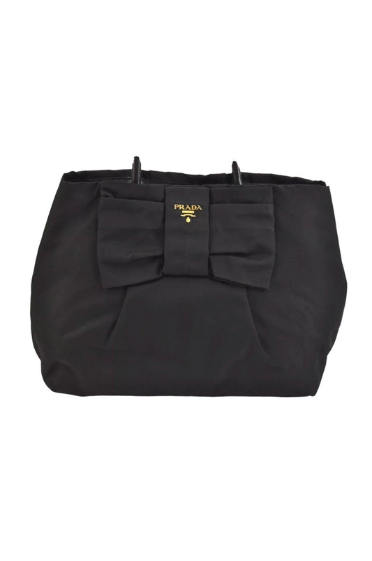 PRADA Tessuto Fiocco Ribbon Nylon Leather Hand Tote Bag Black 7620K - Velora Luxury Fashion