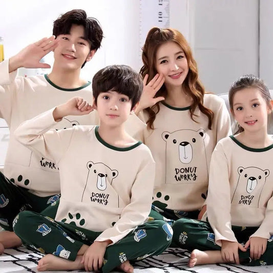 Parent-child Pajamas Cotton Long Sleeve Cartoon Children's Loungewear EX-STOCK Canada