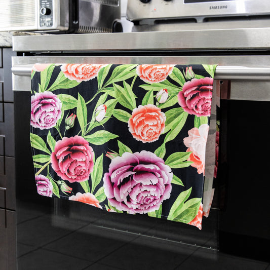 Peonies Please Sure Grip Kitchen Towel - Velora Luxury Fashion