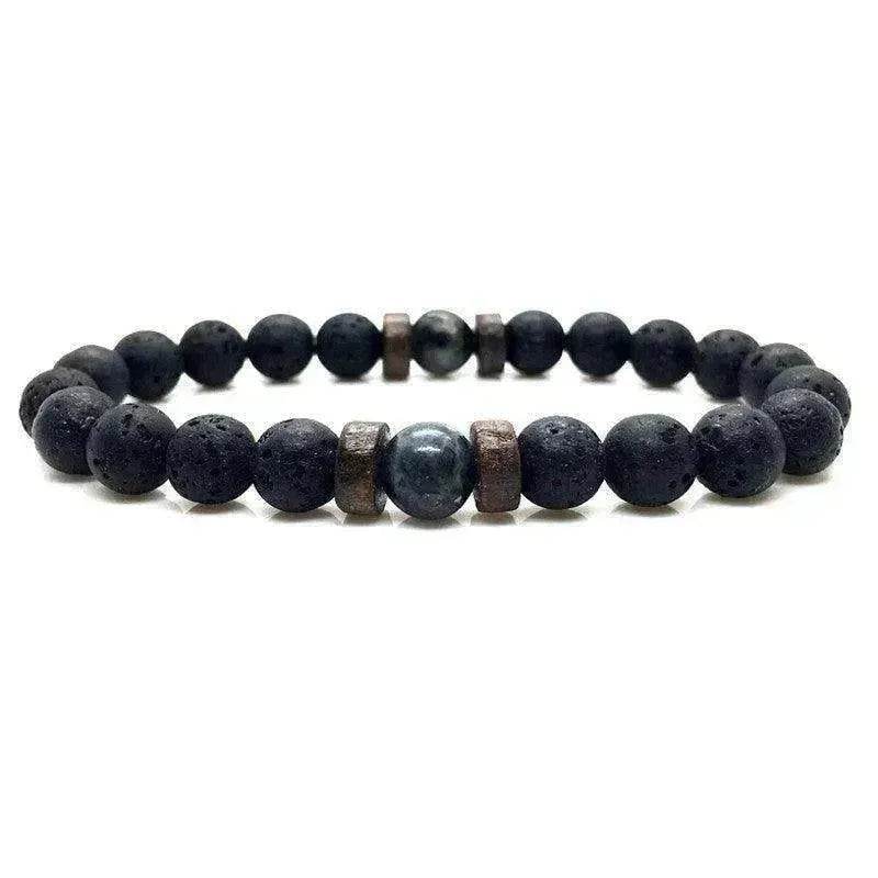 Personality Men's Black Volcanic Stone Bracelet - Velora