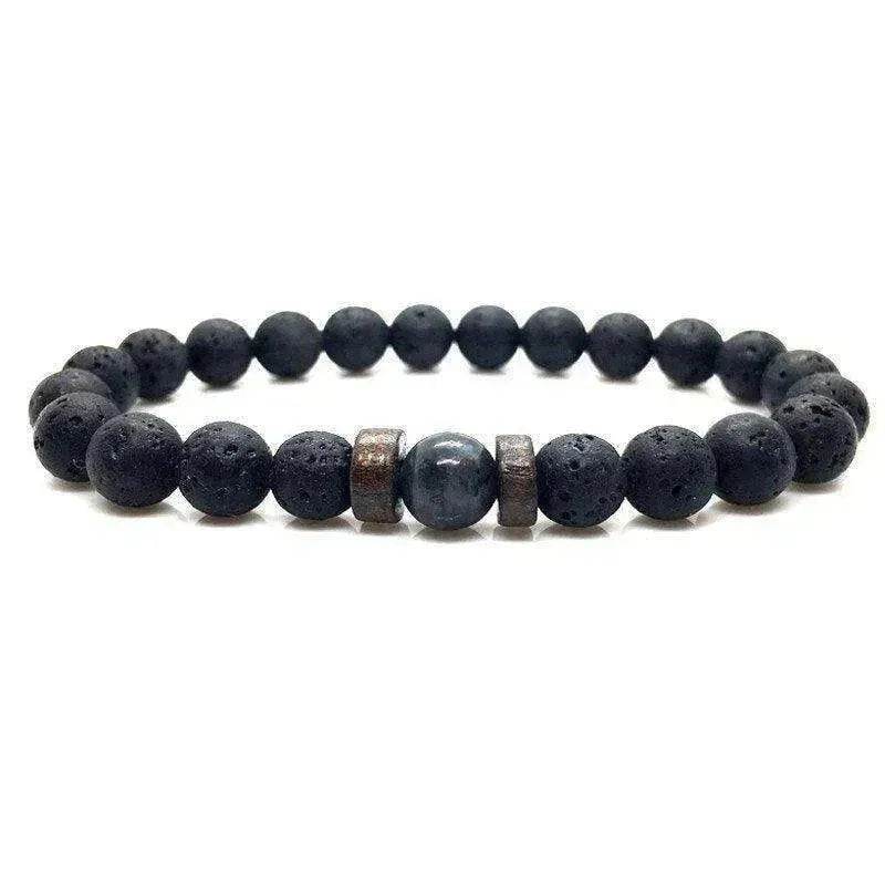 Personality Men's Black Volcanic Stone Bracelet - Velora