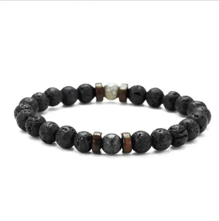 Personality Men's Black Volcanic Stone Bracelet - Velora