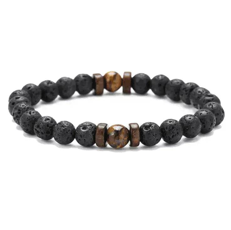Personality Men's Black Volcanic Stone Bracelet - Velora