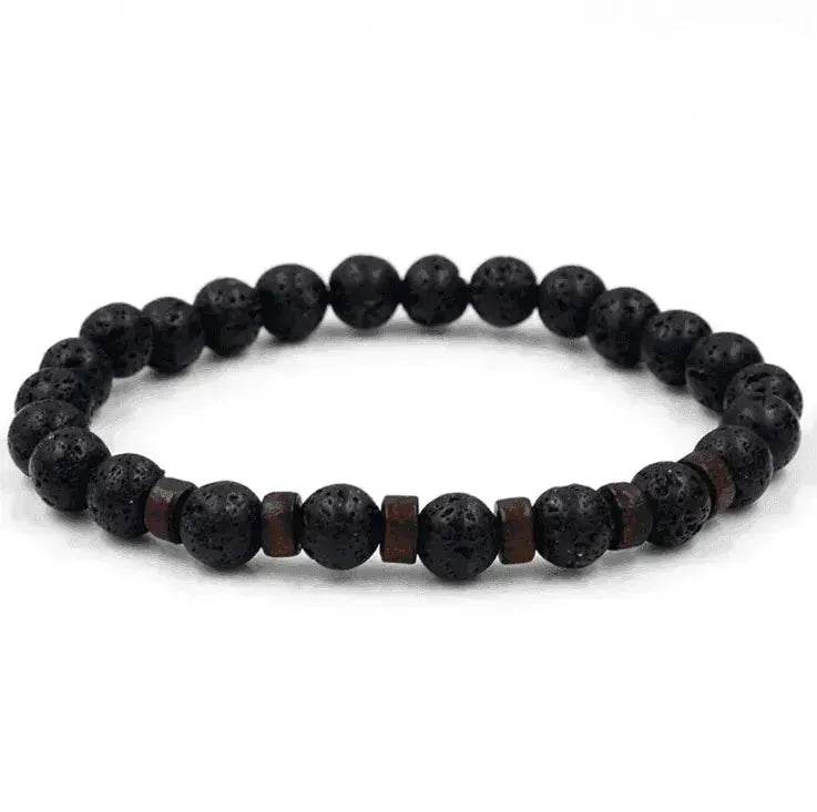 Personality Men's Black Volcanic Stone Bracelet - Velora