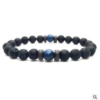 Personality Men's Black Volcanic Stone Bracelet - Velora
