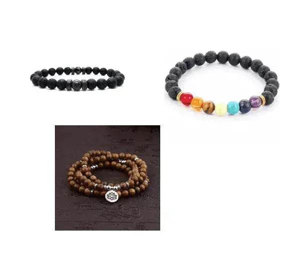 Personality Men's Black Volcanic Stone Bracelet - Velora