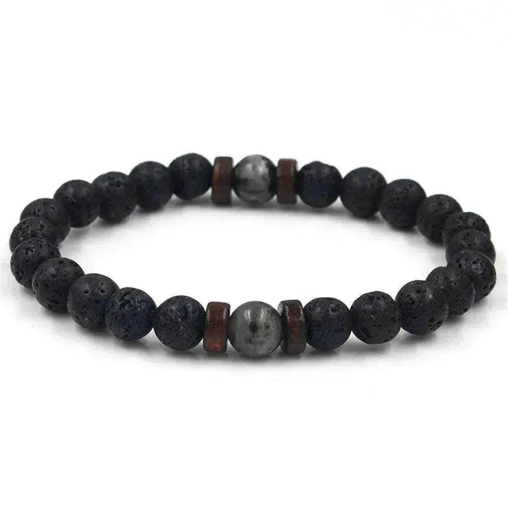 Personality Men's Black Volcanic Stone Bracelet - Velora