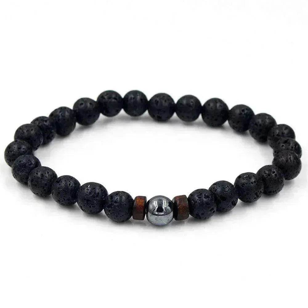 Personality Men's Black Volcanic Stone Bracelet - Velora