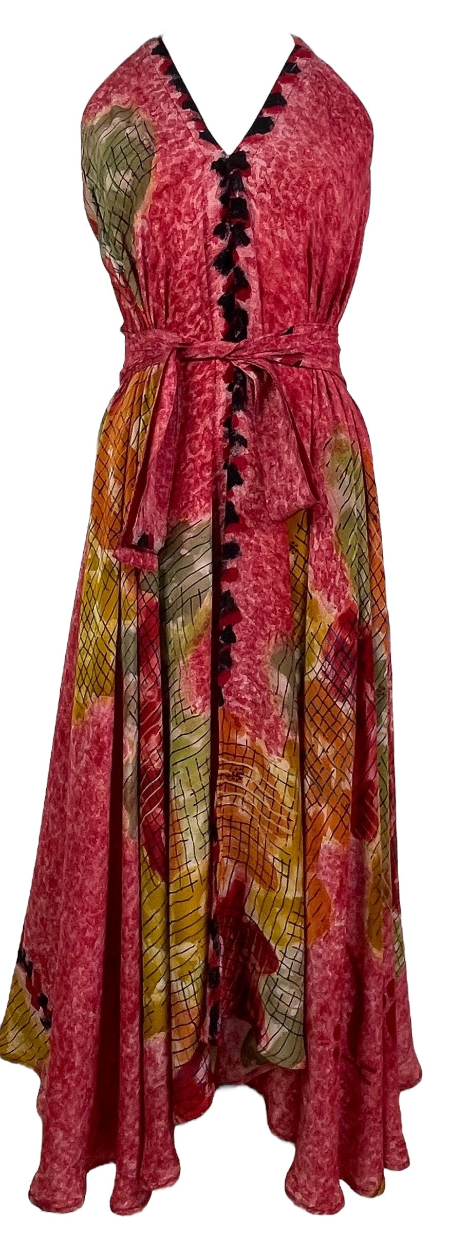 PRC7765 Avatar Pure Silk Maxi Dress with Belt - Velora