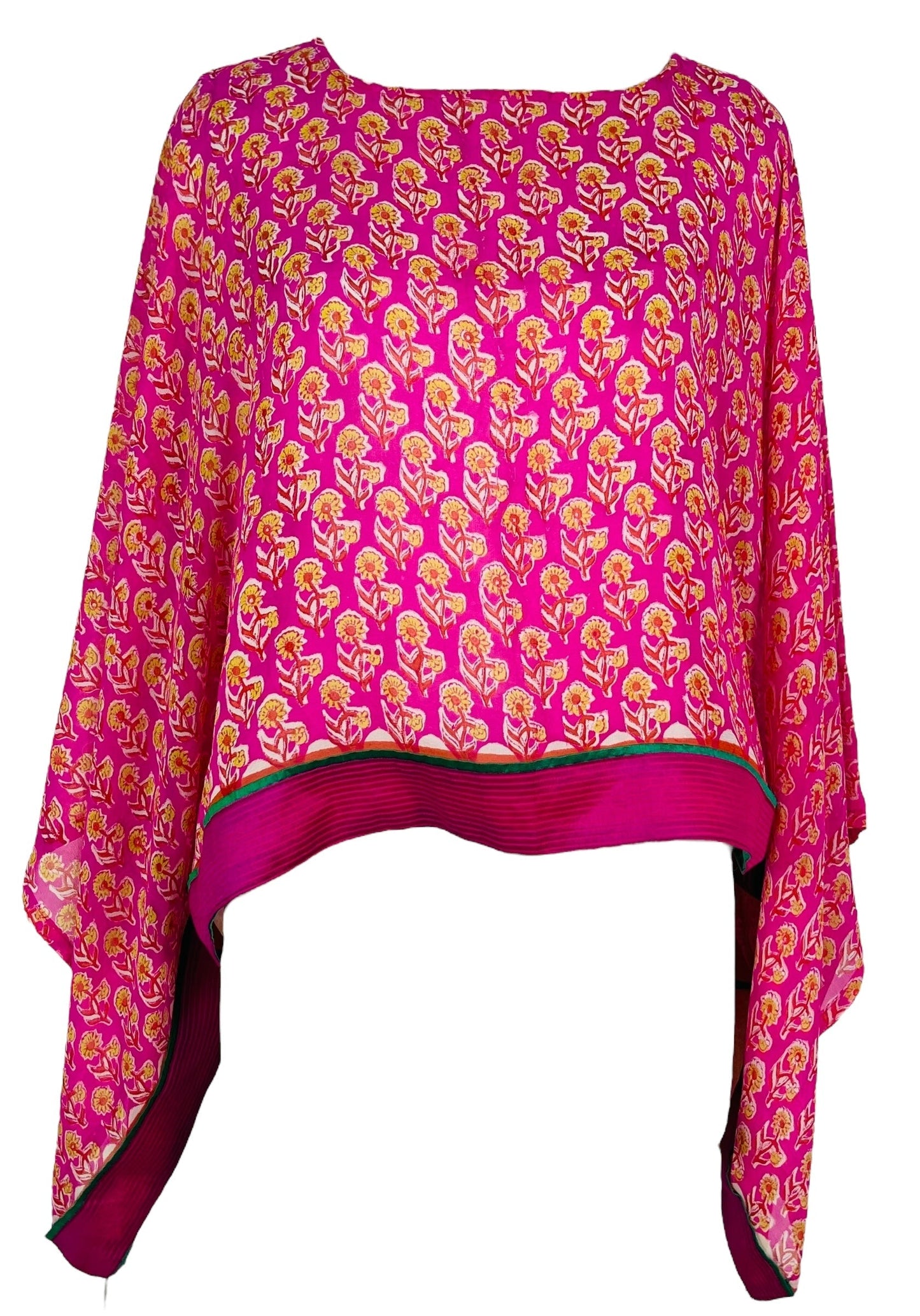 PRG7365 Sheer Avatar Pure Silk Kimono-Sleeved Top - Velora