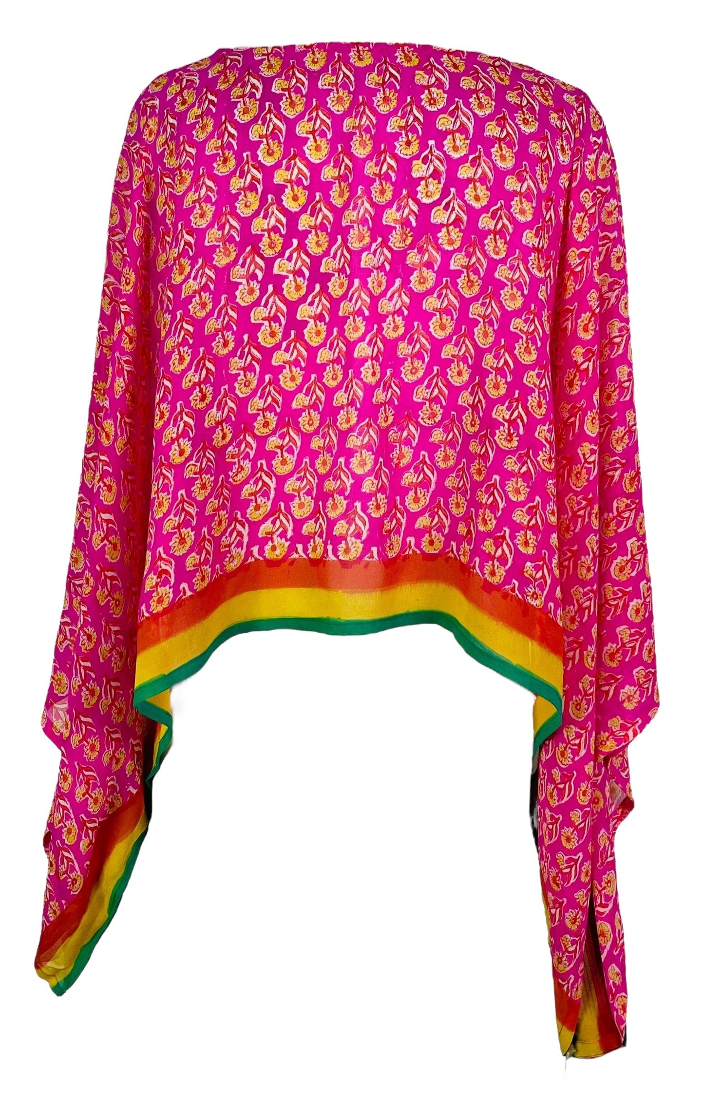 PRG7365 Sheer Avatar Pure Silk Kimono-Sleeved Top - Velora