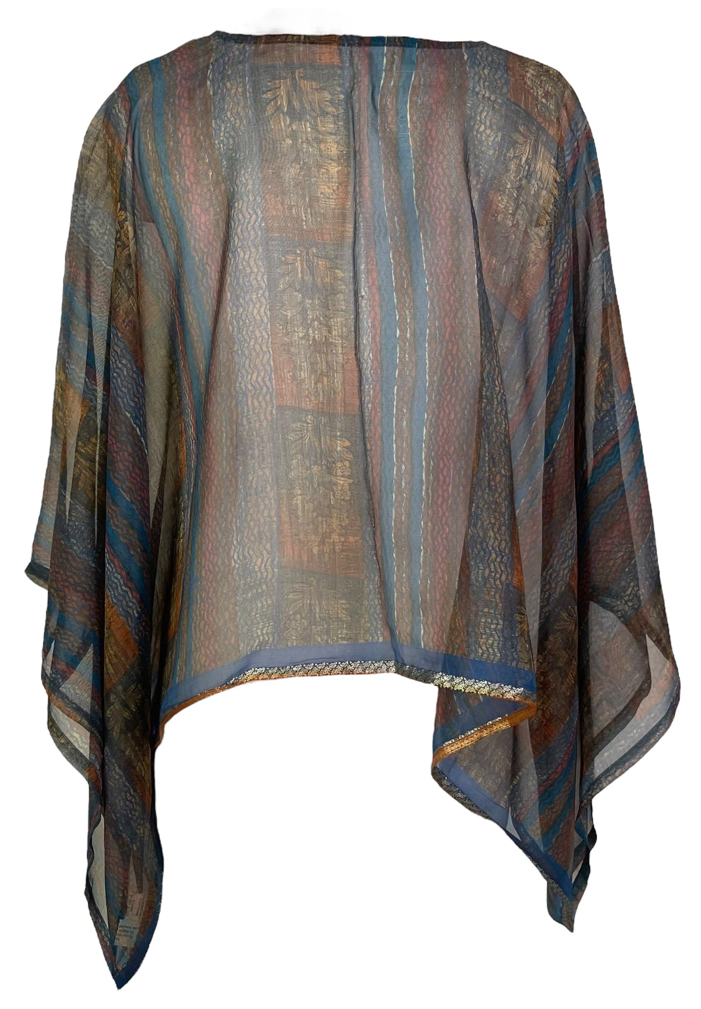 PRG6605 Sheer Avatar Pure Silk Kimono-Sleeved Top - Velora